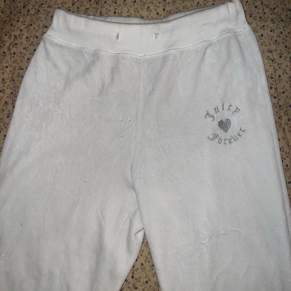 Forever 21 x Juicy Couture Rhinestone White Velour Track Pants - Picture 4 of 6